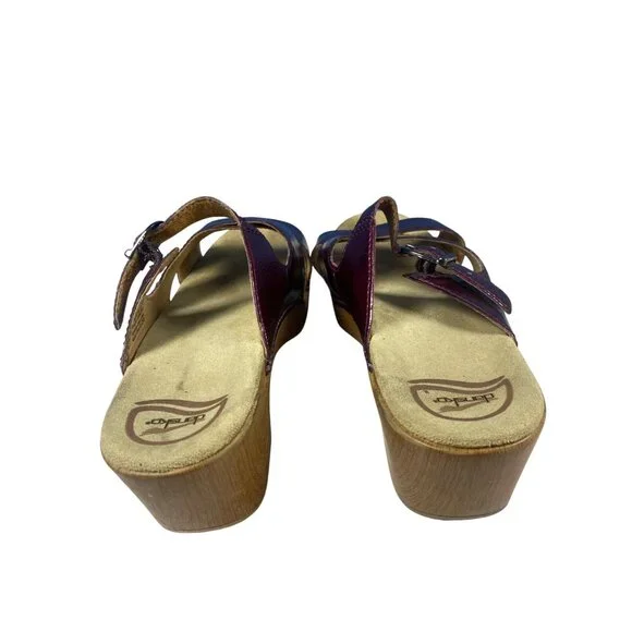 Dansko Sela Womens 41Sandals Eggplant Burgandy Leather Clogs Heels - Picture 8 of 11